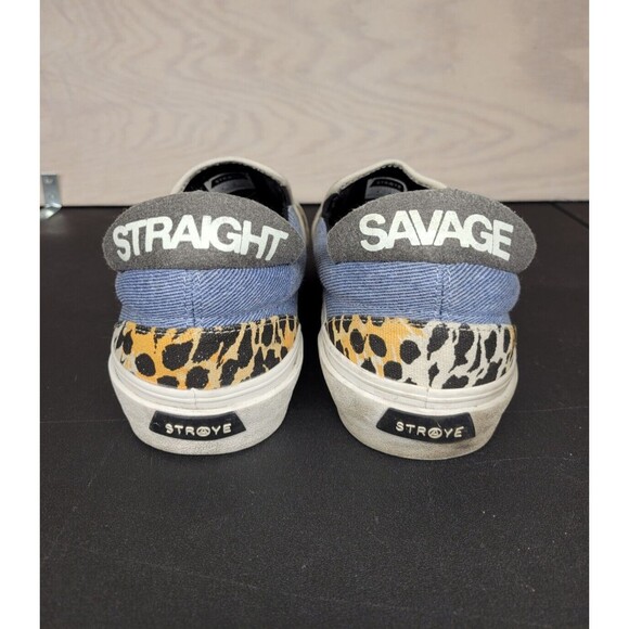 Straye Men\'s SZ 13 Skater Sneakers Straight Savage Animal Print Orange Black